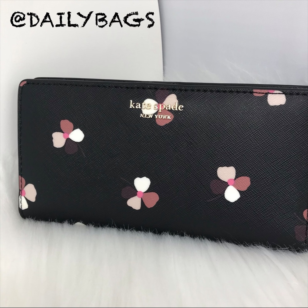 KATE SPADE LARGE SLIM BIFOLD WALLET DUSK BUDS NWT - Picture 8 of 8